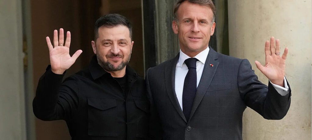 Zelensky recebido por macron em paris esta segunda feira