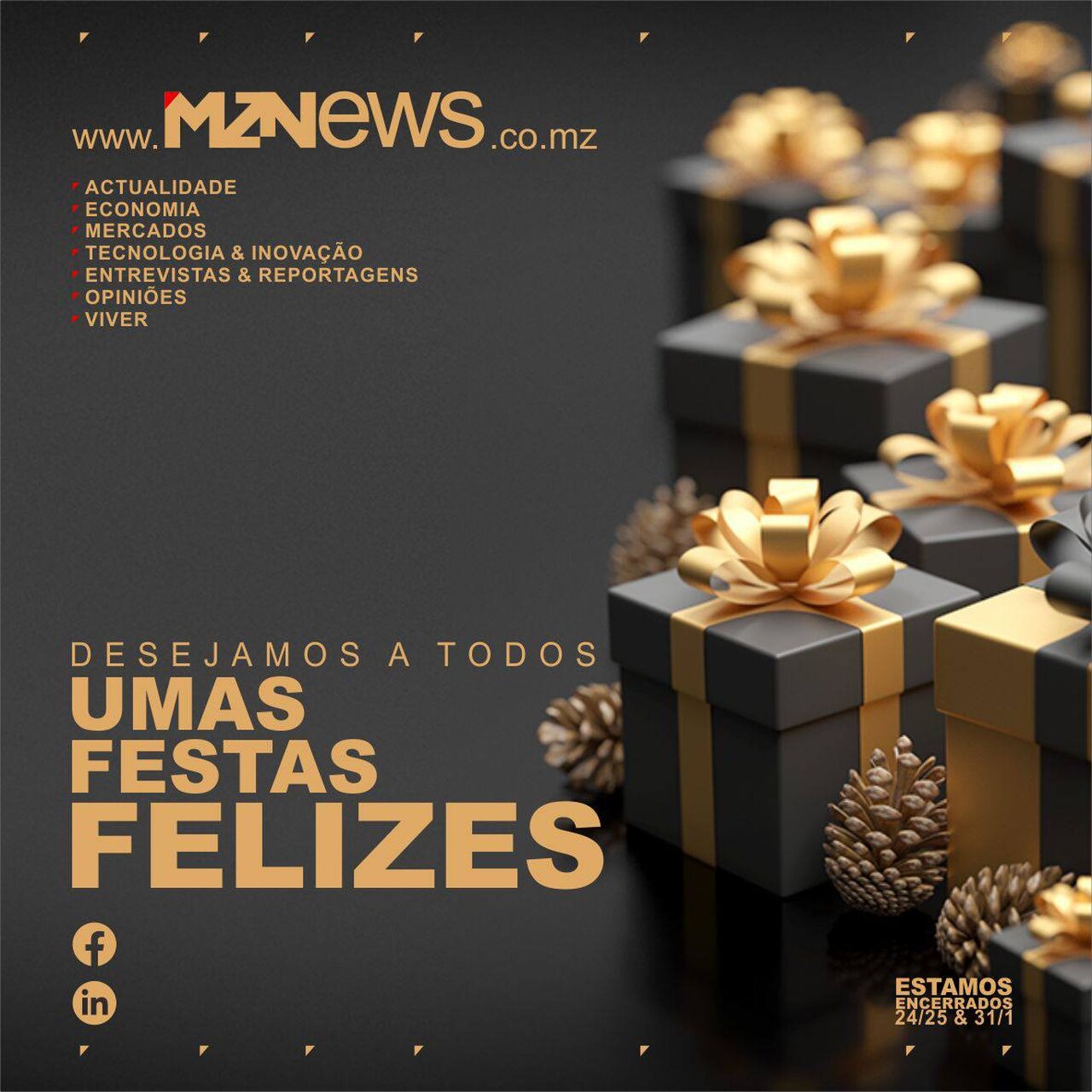 A Equipa do MZNews deseja lhe umas Festas Felizes